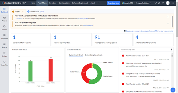 screenshot of ManageEngine Endpoint Central MSP